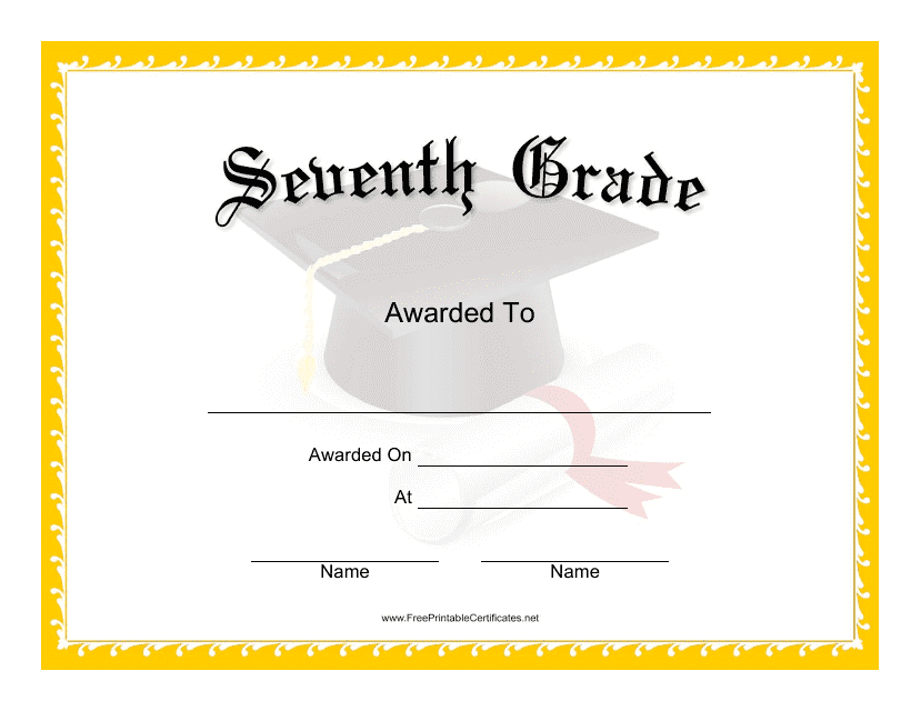 Seventh Grade Certificate Template Download Pdf