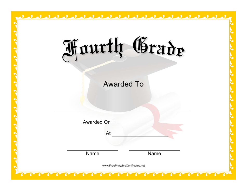 Fourth Grade Certificate Template Preview
