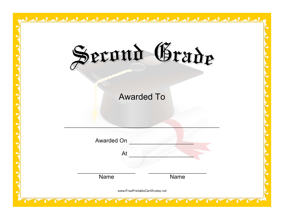 Second Grade Certificate Template Preview