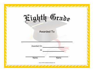 Document preview: Eighth Grade Certificate Template