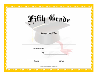 Document preview: Fifth Grade Certificate Template