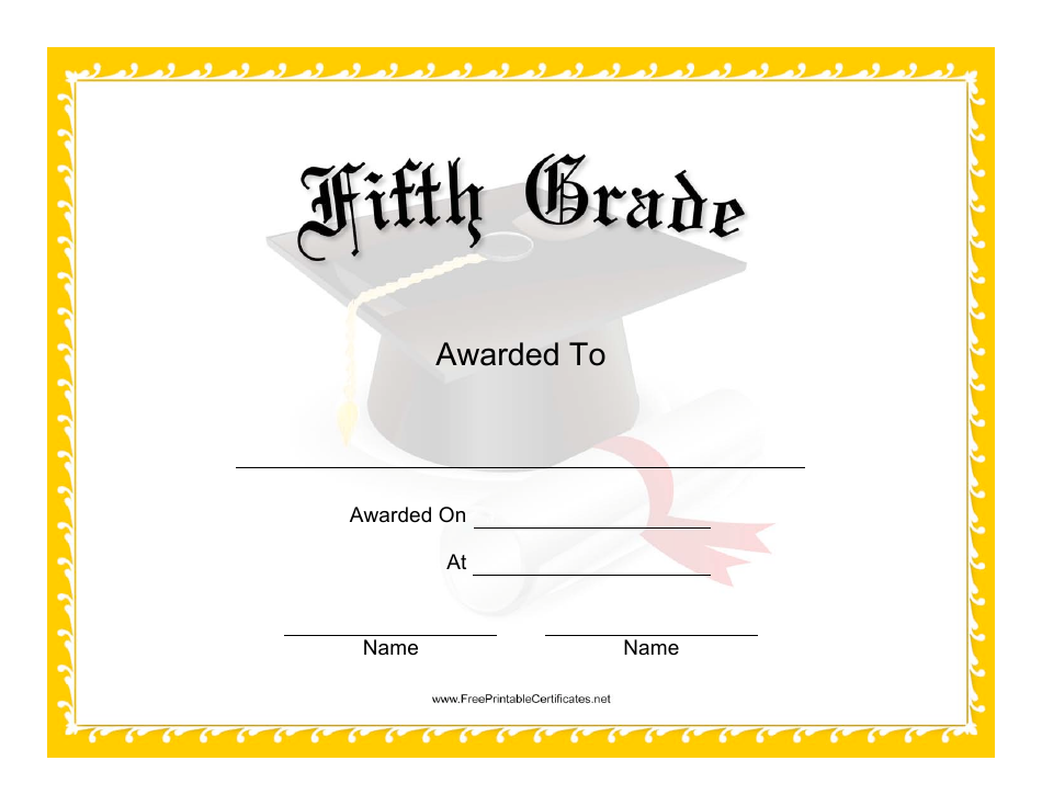 Fifth Grade Certificate Template Download Printable PDF | Templateroller