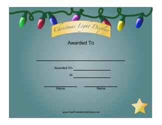 &quot;Christmas Light Display Award Certificate Template&quot;