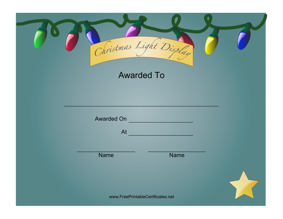 Christmas Light Display Award Certificate Template - Preview