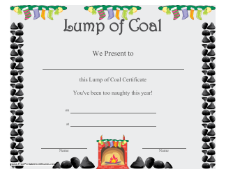 &quot;Lump of Coal Christmas Certificate Template&quot;