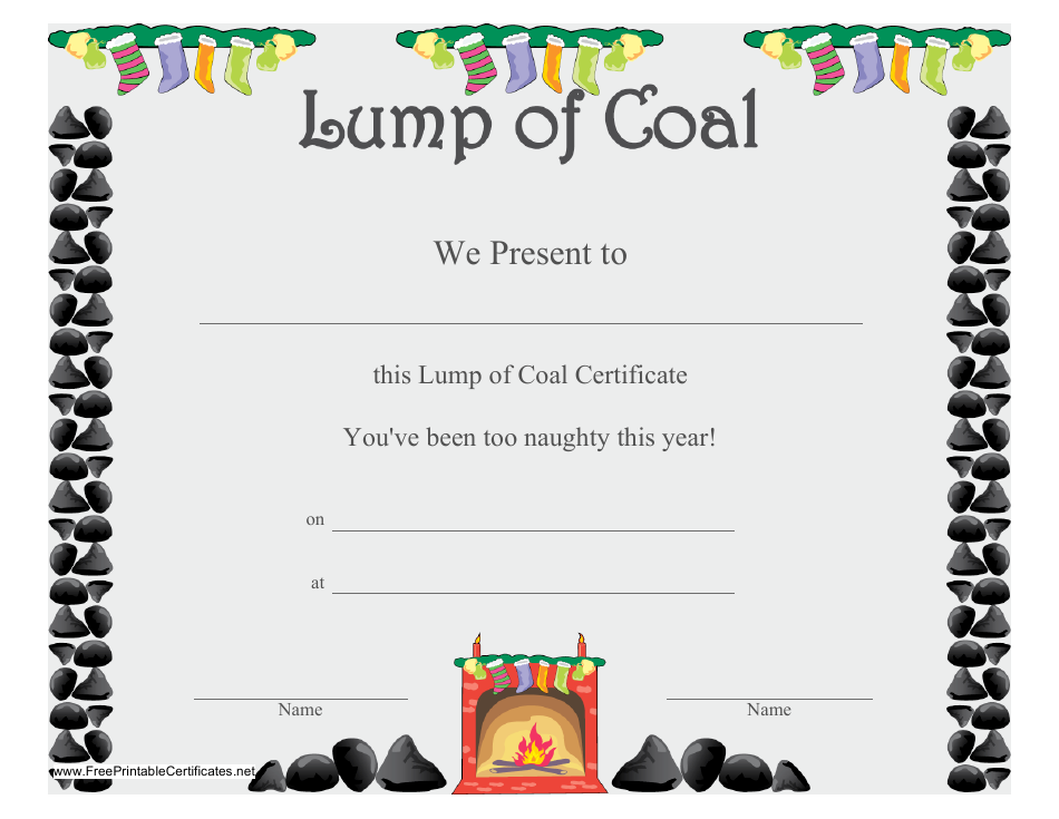 Lump of Coal Christmas Certificate Template, Page 1