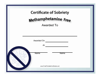 &quot;Methamphetamine-Free Certificate of Sobriety Template&quot;