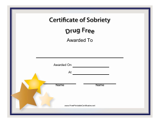 Drug Free Certificate of Sobriety Template