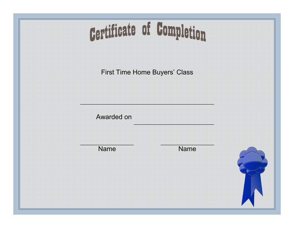 First Time Home Buyers Certificate Template Preview