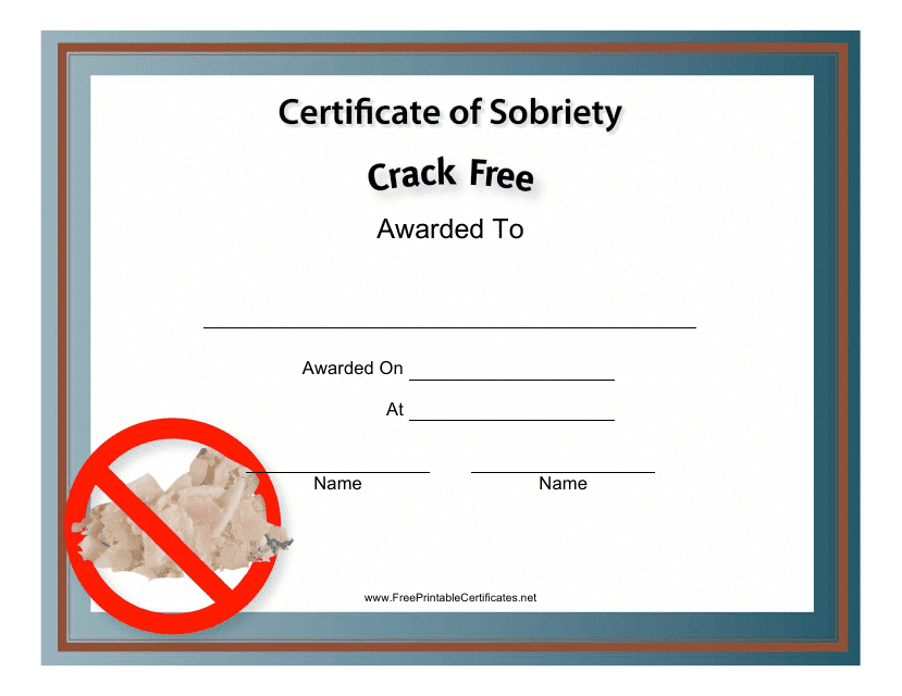 &quot;Crack Free Certificate of Sobriety Template&quot; Download Pdf