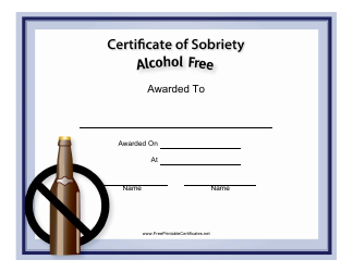 &quot;Alcohol Free Certificate of Sobriety Template&quot;