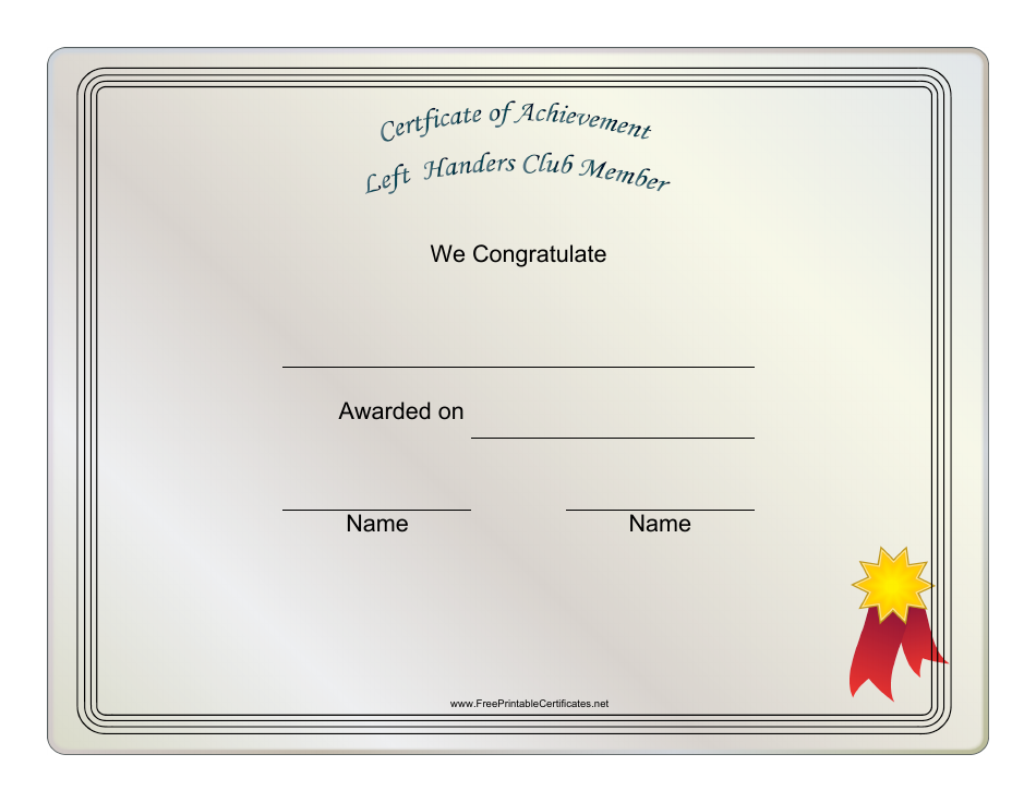 Left Handers Club Member Certificate Template Download Printable PDF ...