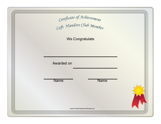 &quot;Left Handers Club Member Certificate Template&quot;