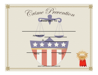 &quot;Crime Prevention Award Certificate Template&quot;