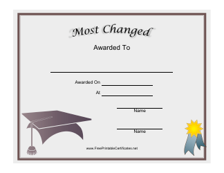 Document preview: Most Changed Award Certificate Template