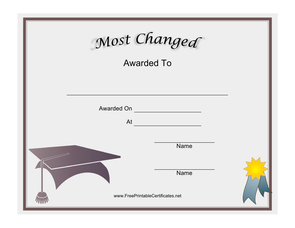Most Changed Award Certificate Template - Preview Image