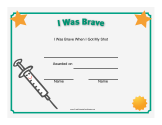 Document preview: Short Bravery Certificate Template