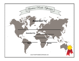 Document preview: Amateur Radio Operator Award Certificate Template
