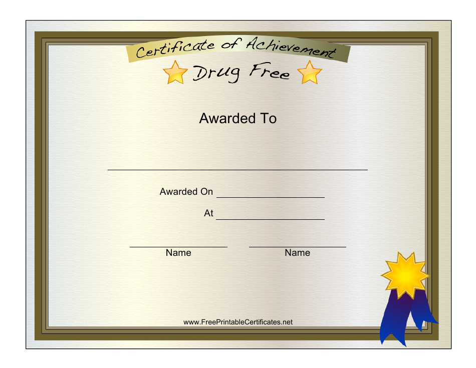 Drug Free Certificate Template, Page 1