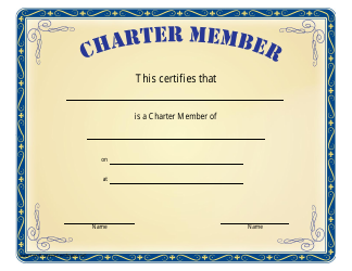 &quot;Charter Member Certificate Template&quot;