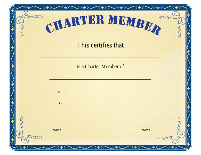 Charter Member Certificate Template Download Pdf