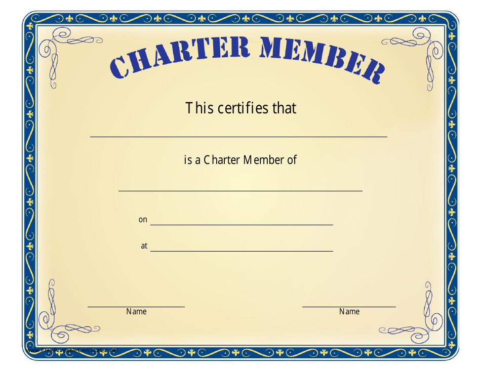 Charter Member Certificate Template, Page 1