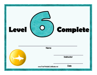 &quot;Swimming Lessons - Level Six Certificate Template&quot;