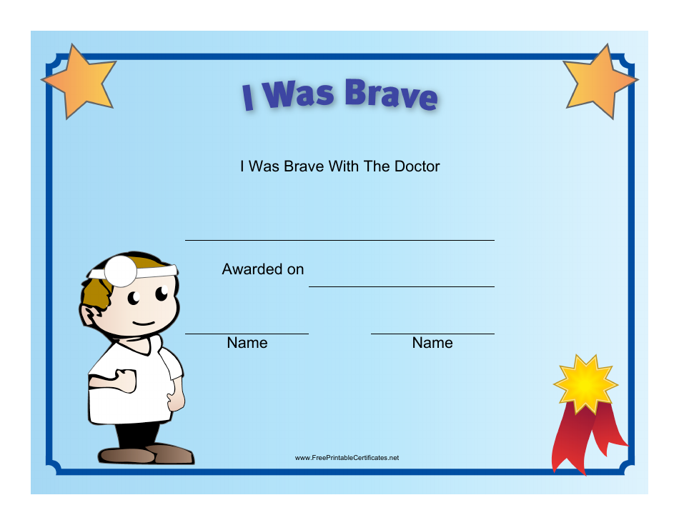 Bravery Award Certificate Template