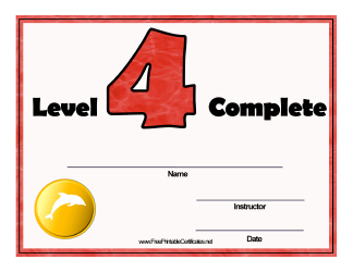 &quot;Swimming Lessons - Level Four Certificate Template&quot;