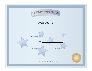 Document preview: Sobriety Certificate Template - Stars
