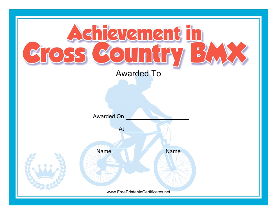 Cross Country BMX Certificate of Achievement Template Image Preview