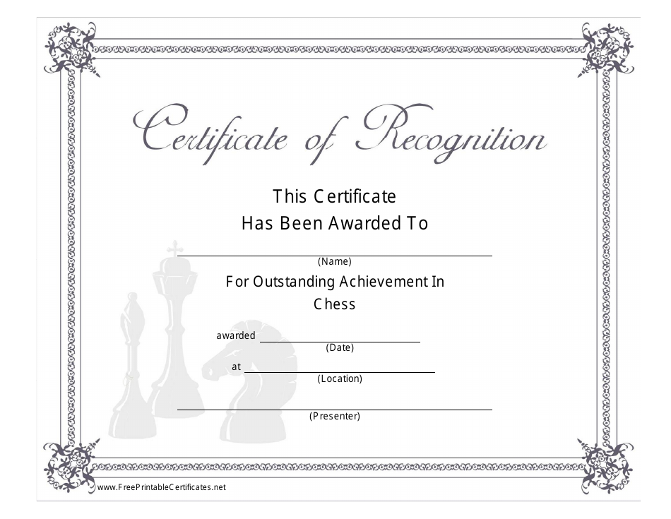 Chess Outstanding Achievement Certificate Template