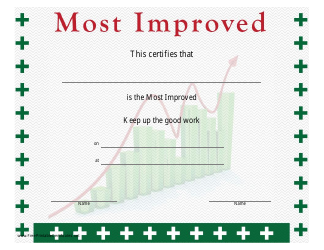 Document preview: Most Improved Award Certificate Template