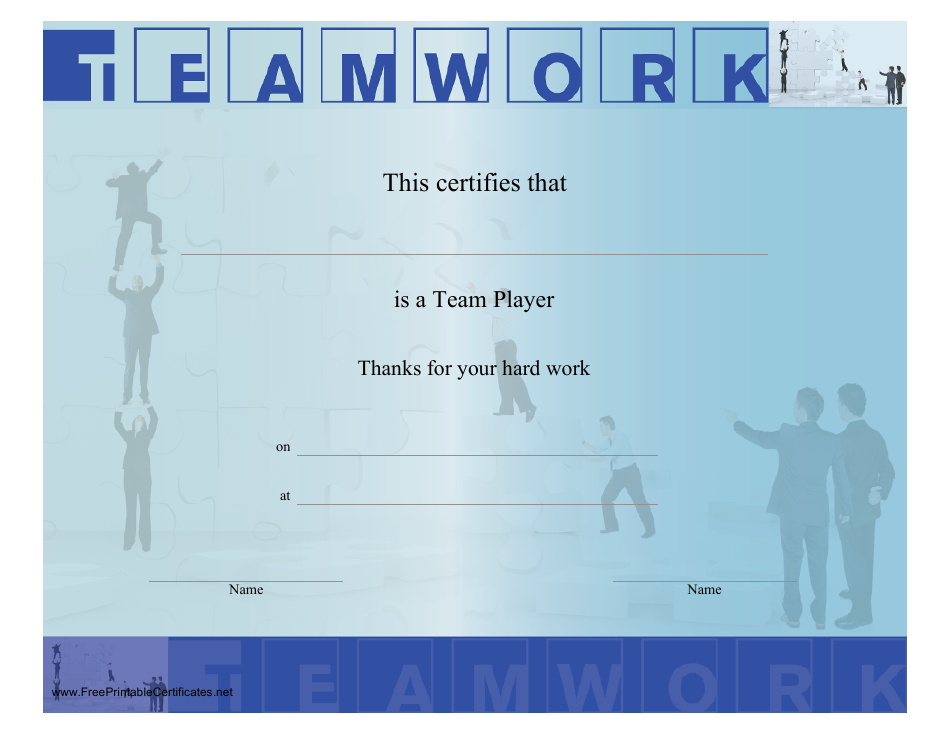 Preview of Teamwork Certificate Template