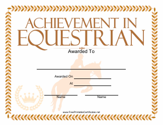 Document preview: Equestrian Certificate of Achievement Template