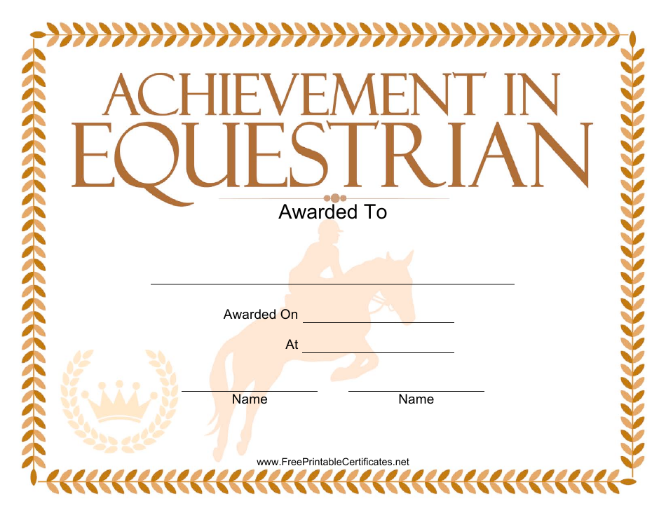 Equestrian Certificate of Achievement Template