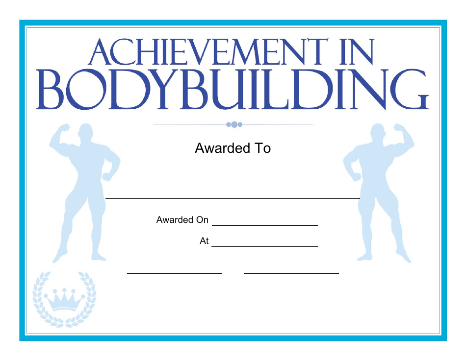 Bodybuilding Certificate of Achievement Template Blue Download