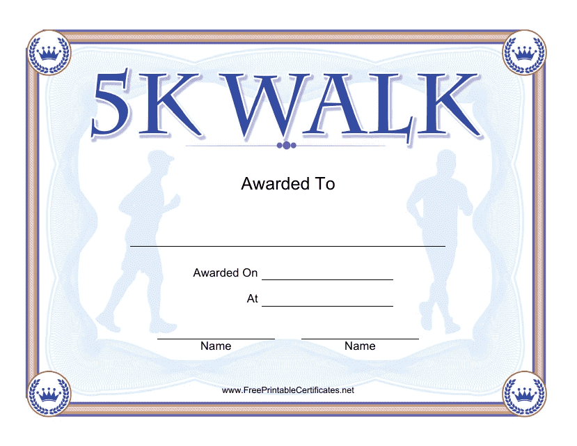 5k Walk Certificate Template