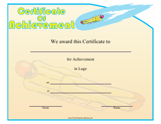 &quot;Luge Certificate of Achievement Template&quot;