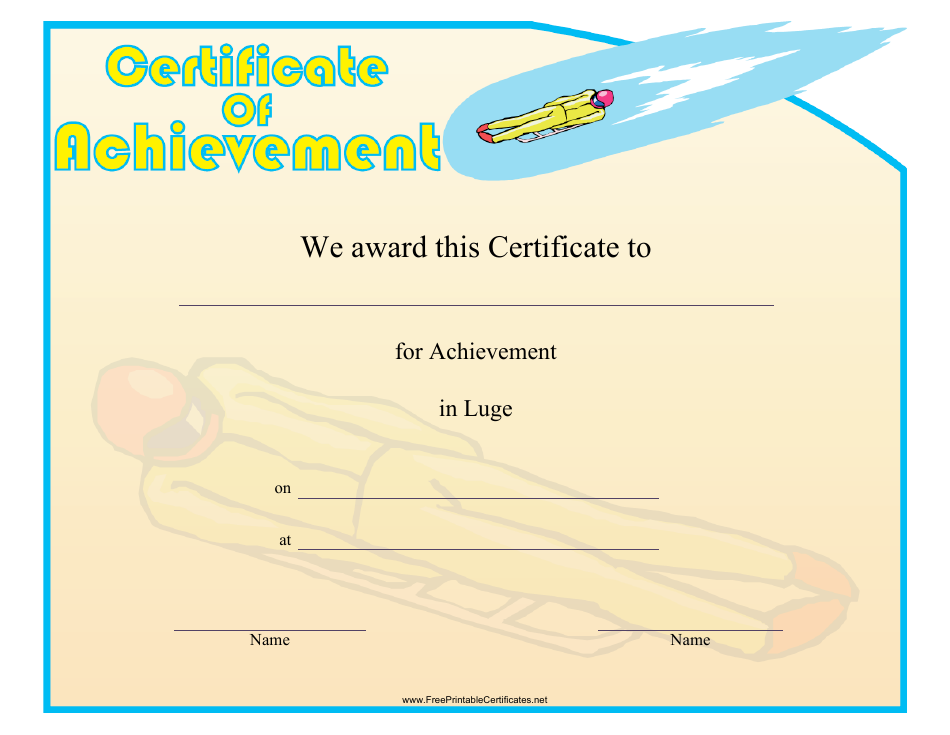 Luge Certificate of Achievement Template - Preview