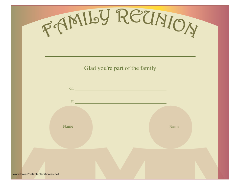 Family Reunion Certificate Template Two Person Download Printable PDF