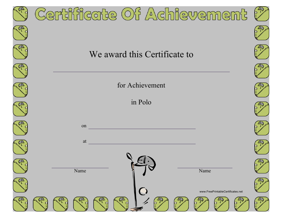 Polo Certificate of Achievement Template, Page 1