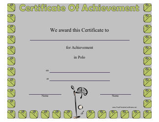 &quot;Polo Certificate of Achievement Template&quot;
