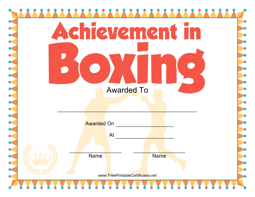 Boxing Certificate of Achievement Template - Varicolored