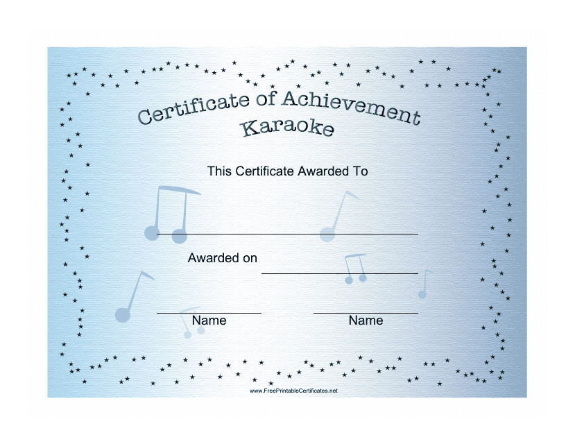Karaoke Certificate of Achievement Template