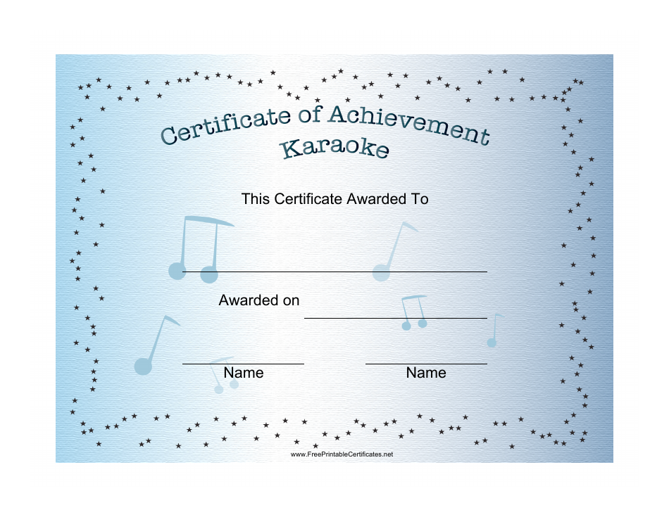 Karaoke Certificate of Achievement Template, Page 1