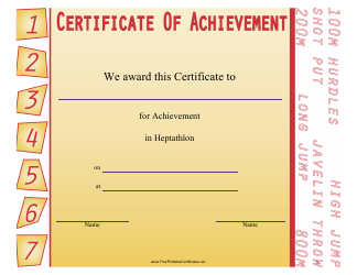 &quot;Heptathlon Certificate of Achievement Template&quot;