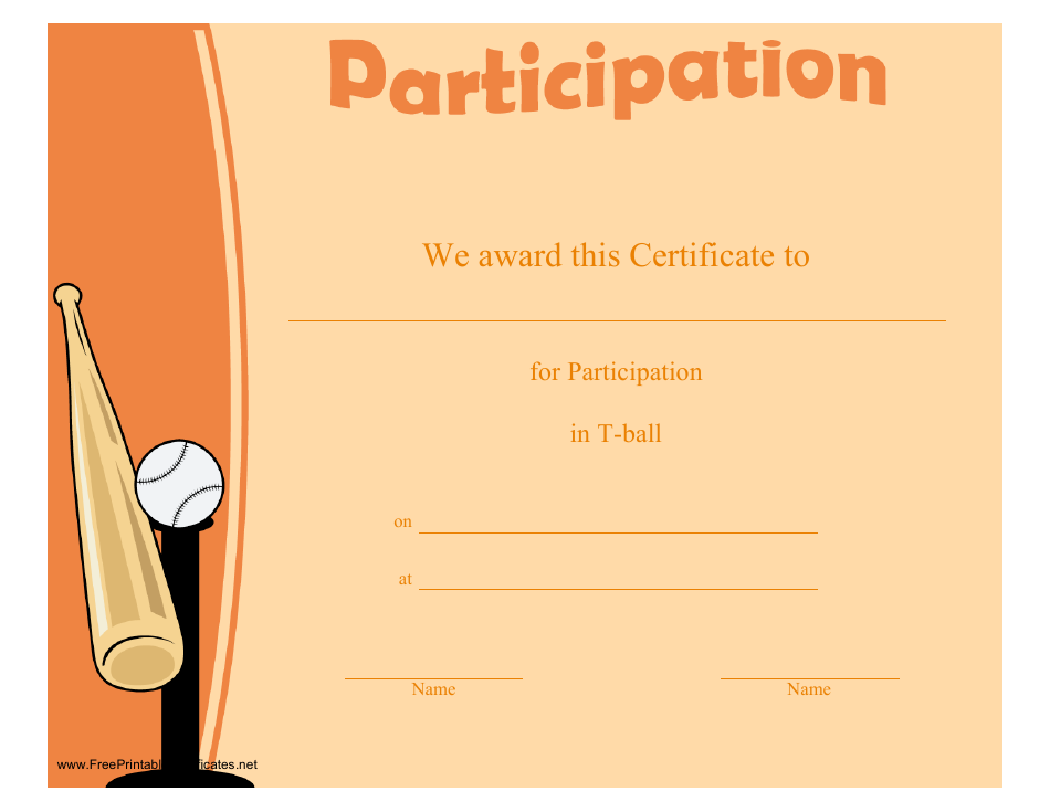 TBall Certificate of Participation Template Download Printable PDF