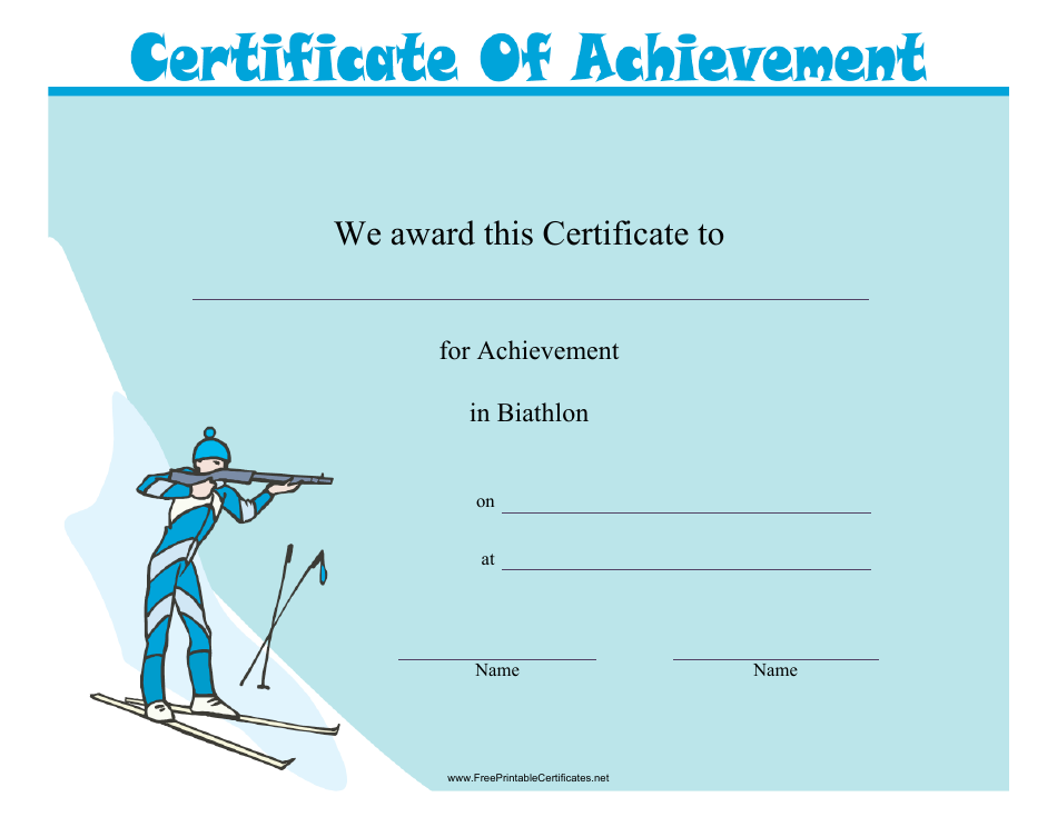 Biathlon Certificate of Achievement Template, Page 1