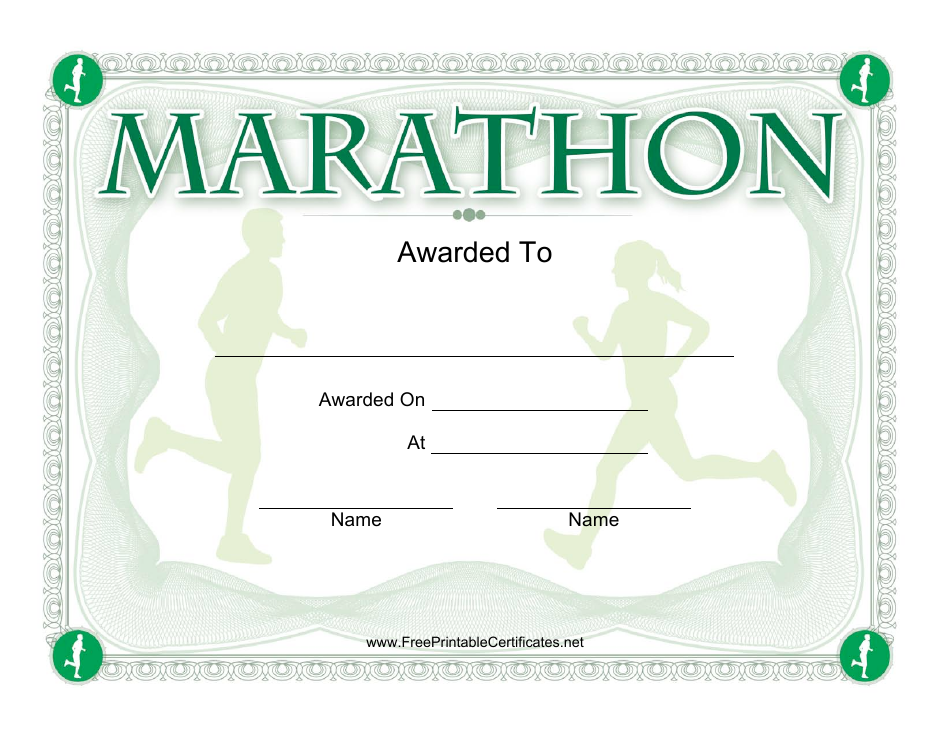 Marathon Award Certificate Template, Page 1
